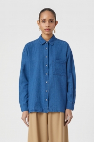 Closed Shirt with slits mid blue 