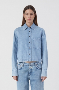 Closed Cropped classic shirt mid blue 