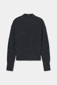 Closed Mock neck long sleeve dark grey melange  