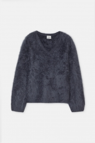 Closed V neck sweater Storm blue 