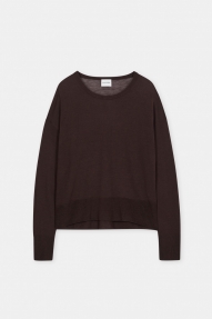Closed Crew neck long sleeve Mahagony brown 