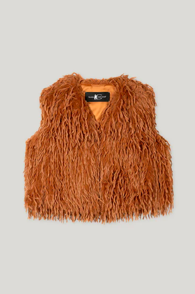 Luisa Cerano Vest fancy fake fur cinnamon 