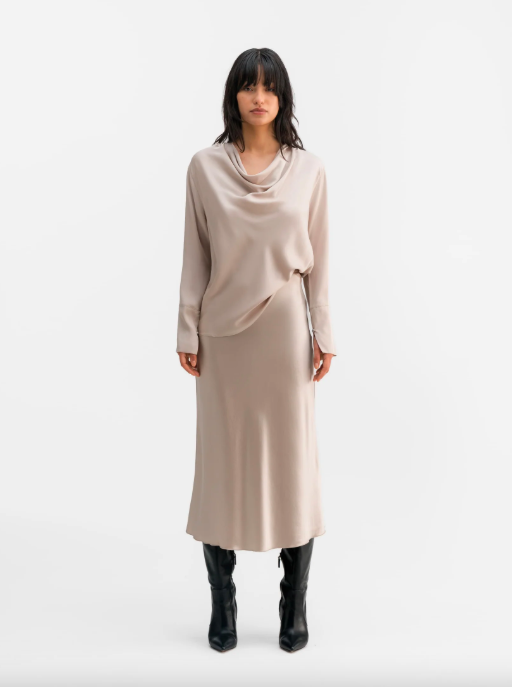 Ahlvar Gallery Zia silk blouse Greige 