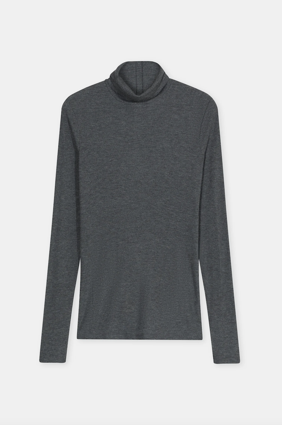 Closed High neck long sleeve dark grey melange  