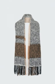 Dorothee Schumacher  Oversized check scarf grey brown stripes mix 