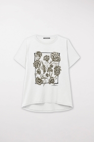 Luisa Cerano T-SHIRT WITH FLORAL PRINT sage 