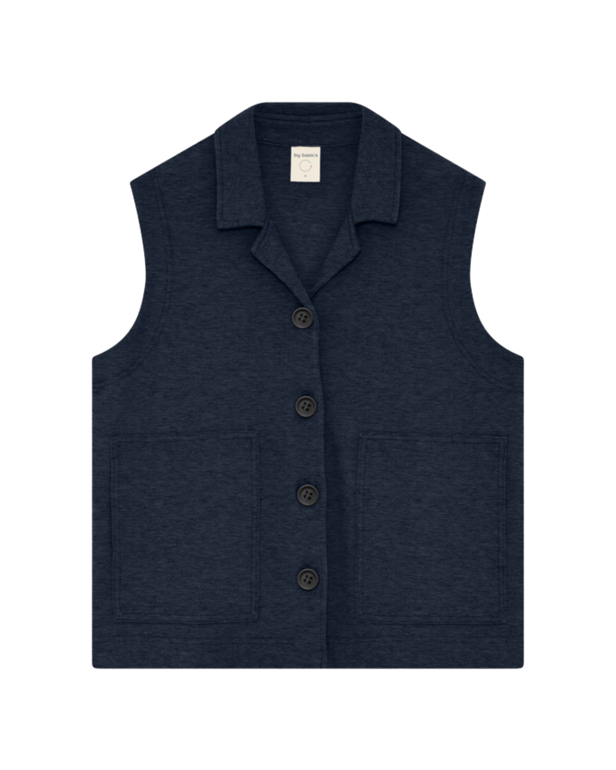 by basics Vest w Open Colar midnight blue melange  