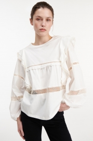 Dorothee Schumacher Lace lines blouse - camellia white 