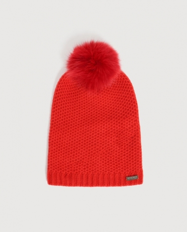 Woolrich Ws Cashmere Pon Pon Hat rood 