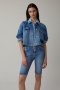 Closed super stretch baker shorts - mid blue 