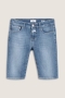 Closed super stretch baker shorts - mid blue 