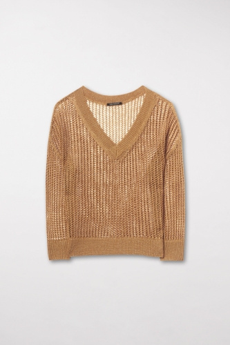 Luisa Cerano blended linen v-neck jumper - saffron