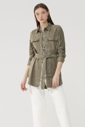 Luisa Cerano SUEDE SHIRT sage 
