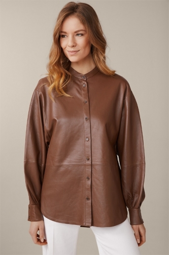 Windsor Lamb Nappa Leather Blouse - copper