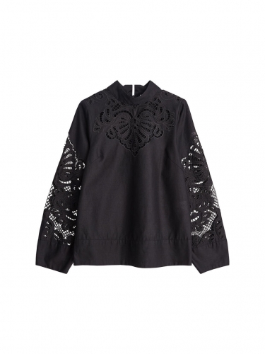 By Malene Birger Carmamilla cotton-blend blouse black 
