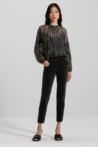 Luisa Cerano High-stretch velvet denim Greenish grey 
