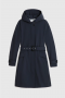 Woolrich Belted fayette light parka melton blue bij Marja Lamme Fashion Amsterdam!