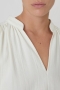 Closed gathered dress ecru bij Marja Lamme fashion Amsterdam!