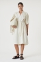 Closed gathered dress ecru bij Marja Lamme fashion Amsterdam!