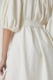 Closed gathered dress ecru bij Marja Lamme fashion Amsterdam!