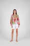 120% lino Short sleeve printed women shirt washed 