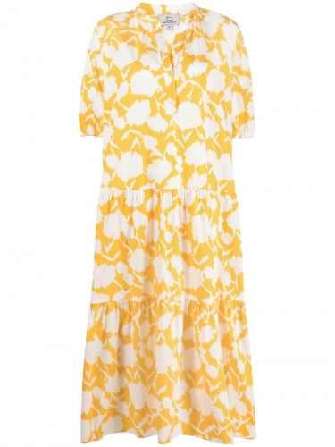 Woolrich Printed poplin dress fire yellow flower 2 