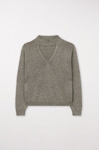 Luisa Cerano cut-out-pullover warm grey 