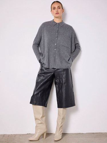NOT SHY Pull Poncho Chemise ML Gris Chine 