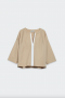 SPOON Wide V-neck Blouse Dark Beige 