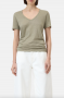 Closed V-neck chino green 