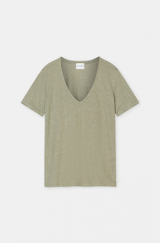 Closed V-neck chino green 