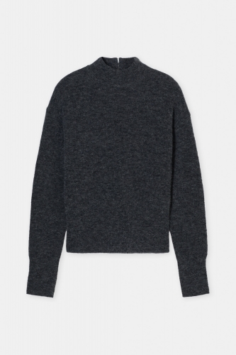 Closed Mock neck long sleeve dark grey melange  
