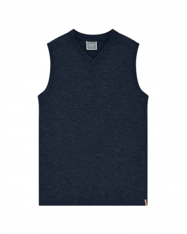 by basics Vest w/v-Neck midnight blue melange  