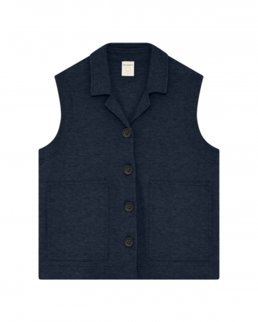 by basics Vest w Open Colar midnight blue melange  