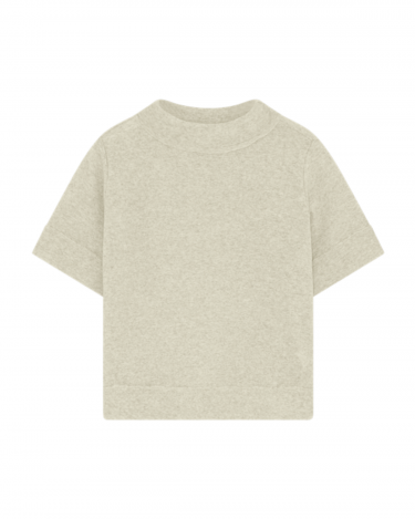 by basics Shirt w Raw Edges ss Pearl grey melange 