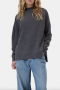 Closed High neck long sleeve dark grey melange  