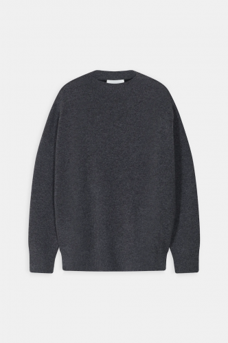 Closed High neck long sleeve dark grey melange  