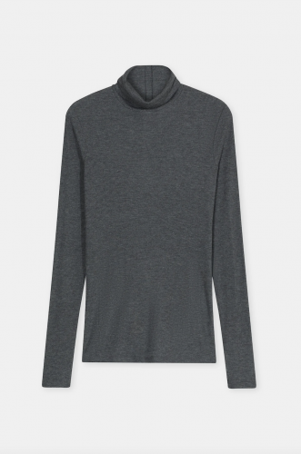 Closed High neck long sleeve dark grey melange  