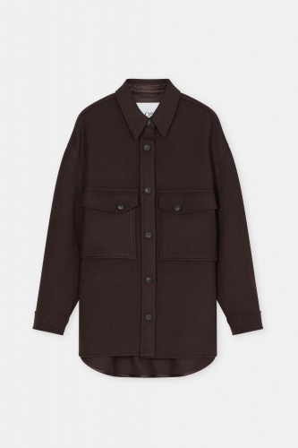 Closed Oversize shacket Mahagony brown 
