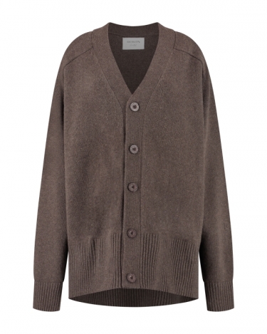 Deblon Florence boyfriend cardigan Cacao Melange 