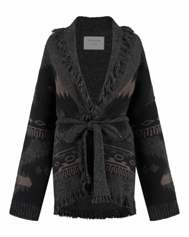 Deblon Ymke Cardigan Dusk brown black sand 